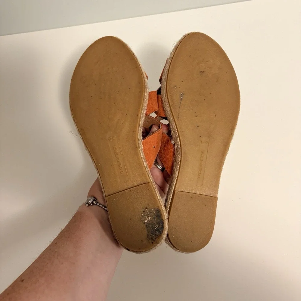 Picon Coral Blush Gold Studded Suede Espadrille Sandals Flats Made in Spain 6.5